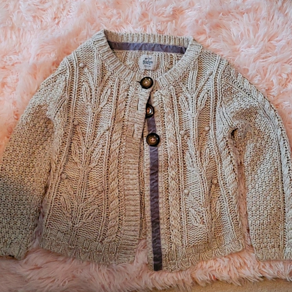 Mini Boden Cable stitch three button sweater